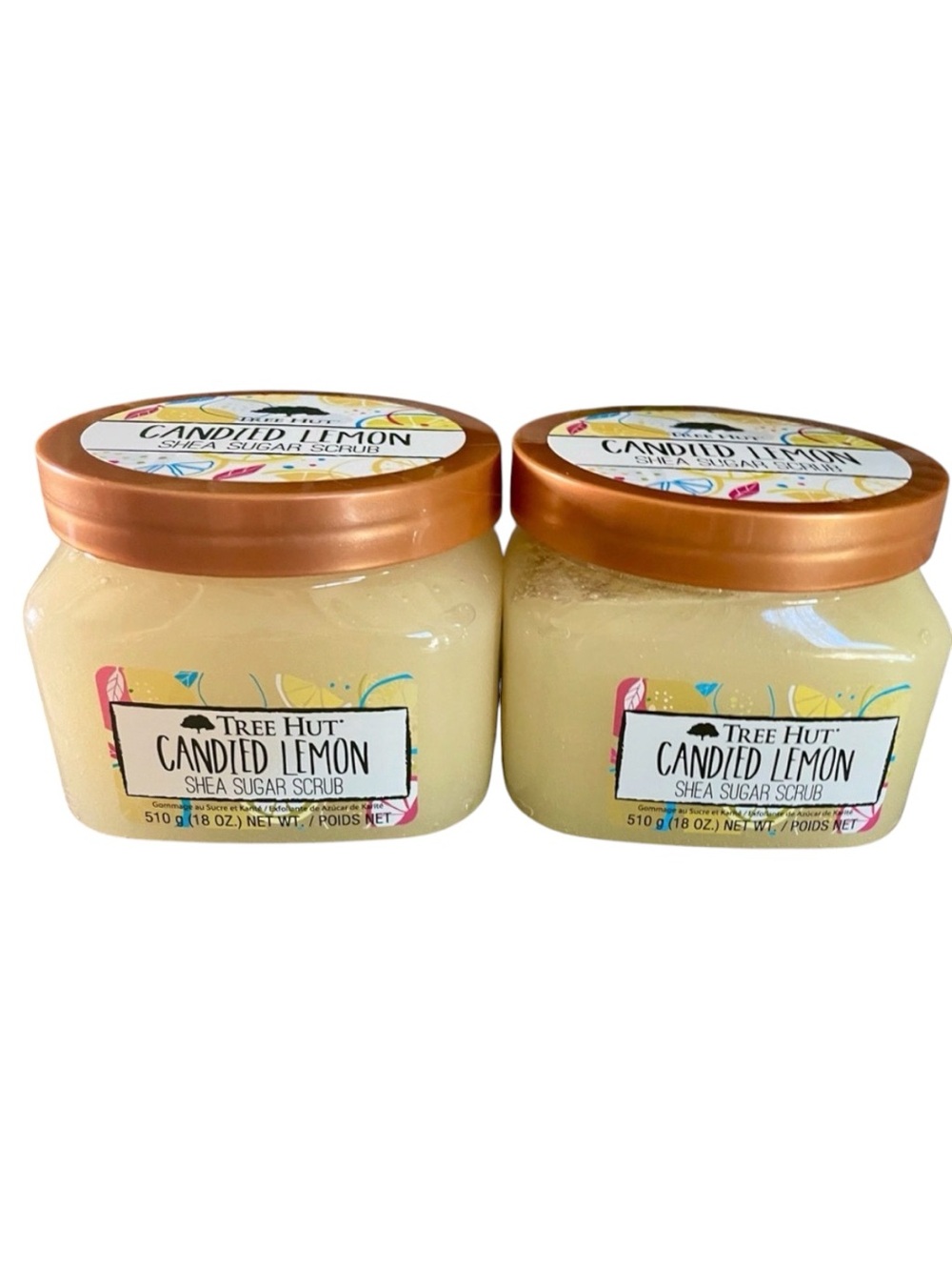 Tree Hut Candied Lemon Sugar Scrub Shea Exfoliant Body Set of 2 @ 18 oz each